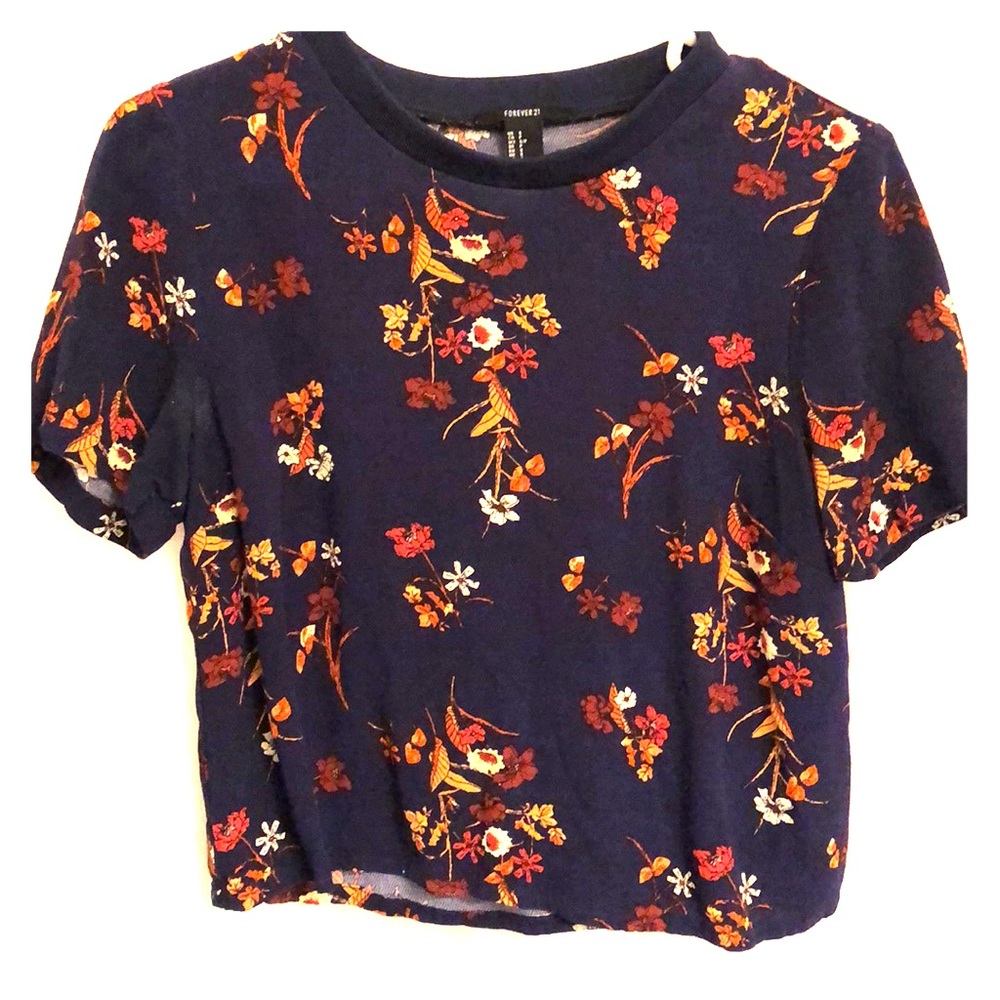 Navy Pattered Crop Top